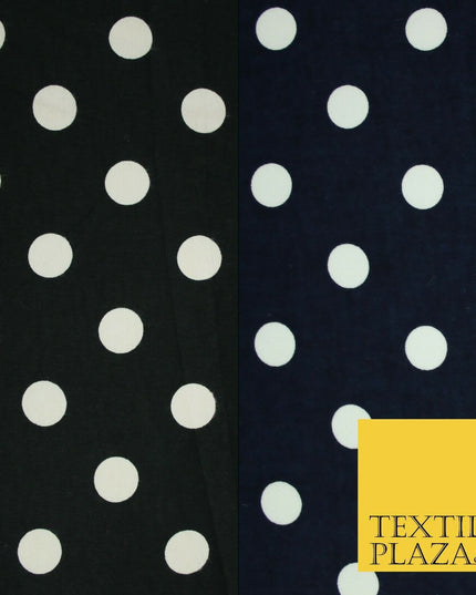Black / Navy Blue 2cm Spot Polka Dot Winceyette Soft Brushed Cotton Print Fabric