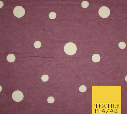 Mauve White Multi Spot Polka Dot Winceyette Soft Brushed Cotton Print Fabric