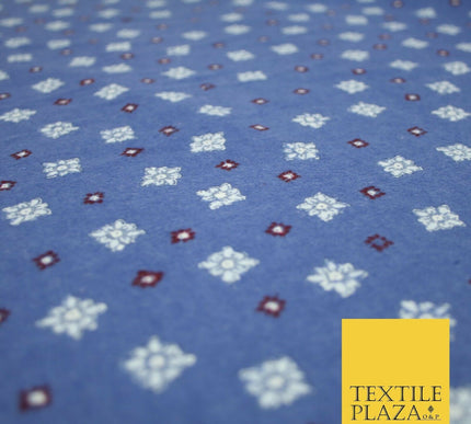 Blue Scattered Ornate Squares Winceyette Soft Brushed Cotton Print Fabric 3968