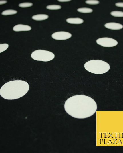 Black / Navy Blue 2cm Spot Polka Dot Winceyette Soft Brushed Cotton Print Fabric