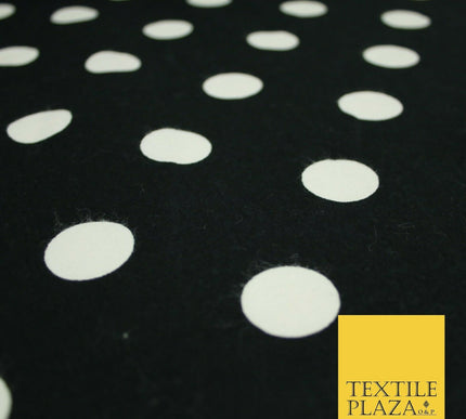 Black / Navy Blue 2cm Spot Polka Dot Winceyette Soft Brushed Cotton Print Fabric