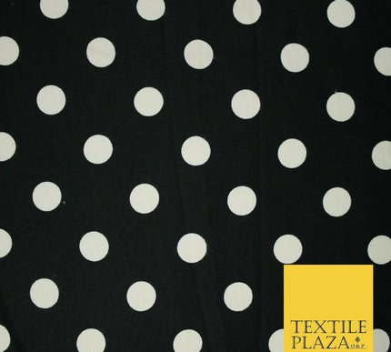 Black / Navy Blue 2cm Spot Polka Dot Winceyette Soft Brushed Cotton Print Fabric
