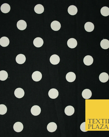 Black / Navy Blue 2cm Spot Polka Dot Winceyette Soft Brushed Cotton Print Fabric