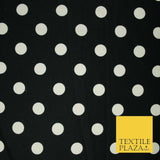 Black / Navy Blue 2cm Spot Polka Dot Winceyette Soft Brushed Cotton Print Fabric