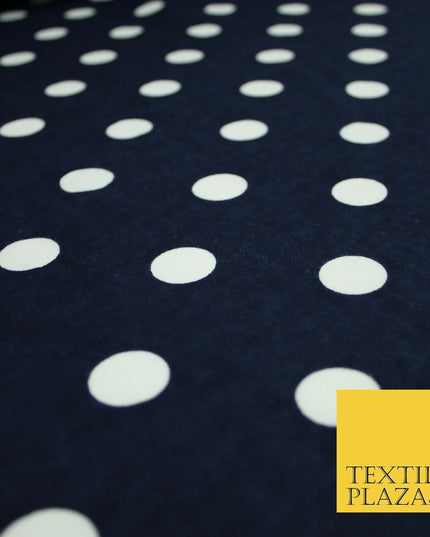 Black / Navy Blue 2cm Spot Polka Dot Winceyette Soft Brushed Cotton Print Fabric