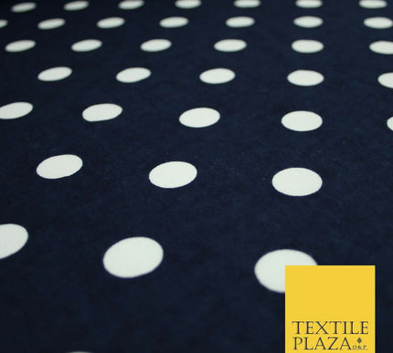 Black / Navy Blue 2cm Spot Polka Dot Winceyette Soft Brushed Cotton Print Fabric