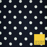 Black / Navy Blue 2cm Spot Polka Dot Winceyette Soft Brushed Cotton Print Fabric