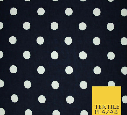 Black / Navy Blue 2cm Spot Polka Dot Winceyette Soft Brushed Cotton Print Fabric