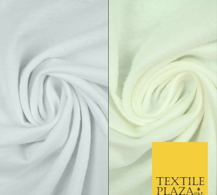 Plain White Cream Winceyette Soft 100% Brushed Cotton Fabric Flannel 59" Wide