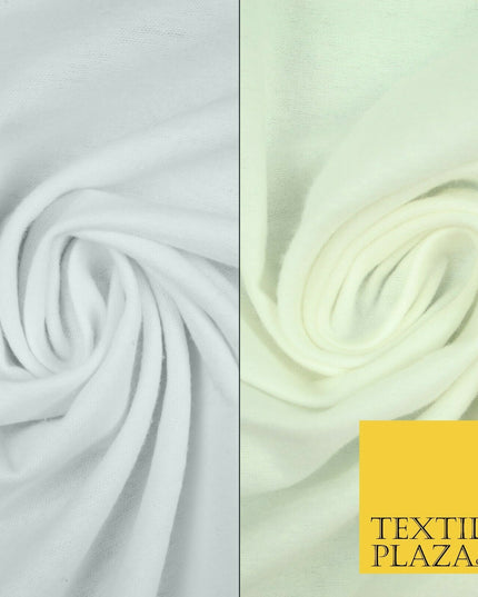 Plain White Cream Winceyette Soft 100% Brushed Cotton Fabric Flannel 59" Wide