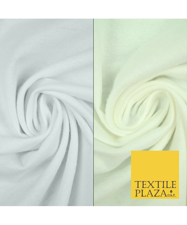 Plain White Cream Winceyette Soft 100% Brushed Cotton Fabric Flannel 59" Wide