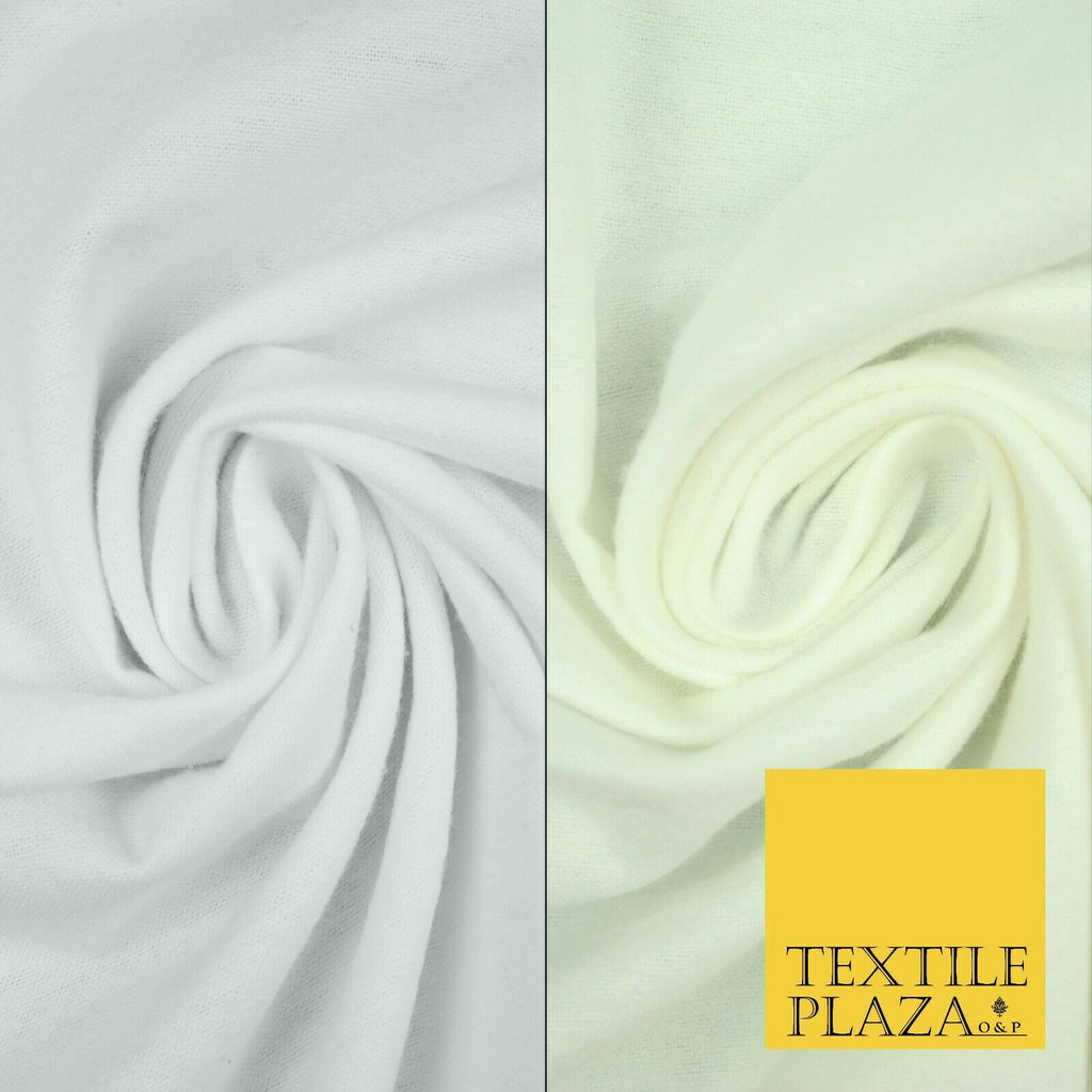 Plain White Cream Winceyette Soft 100% Brushed Cotton Fabric Flannel 59" Wide
