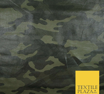 Green Woodland Camouflage Wax Coated Cotton Fabric Army Military Material 4003