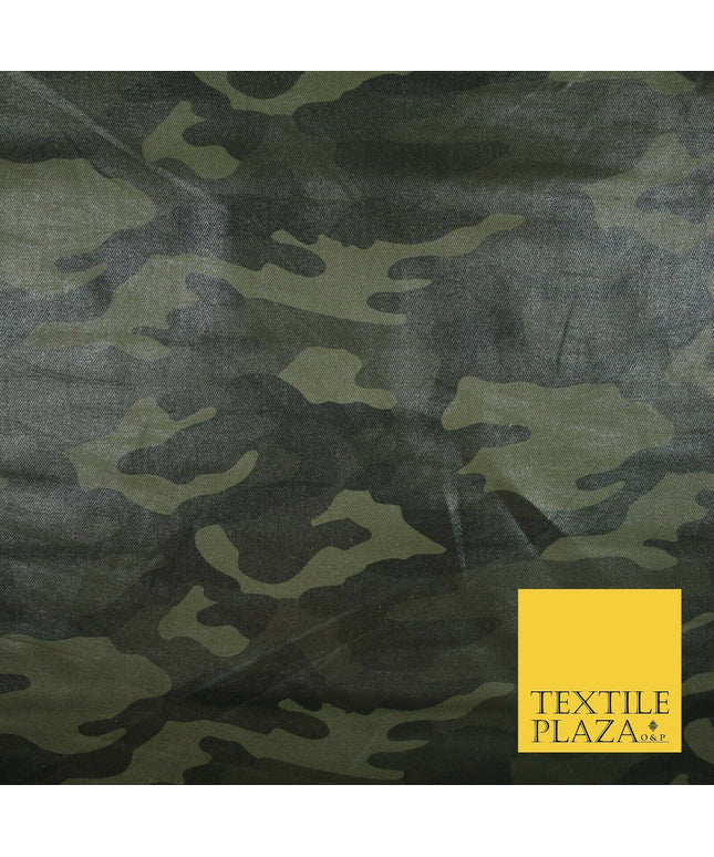 Green Woodland Camouflage Wax Coated Cotton Fabric Army Military Material 4003