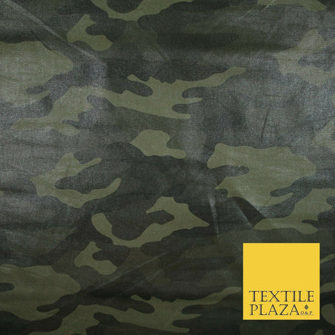 Green Woodland Camouflage Wax Coated Cotton Fabric Army Military Material 4003