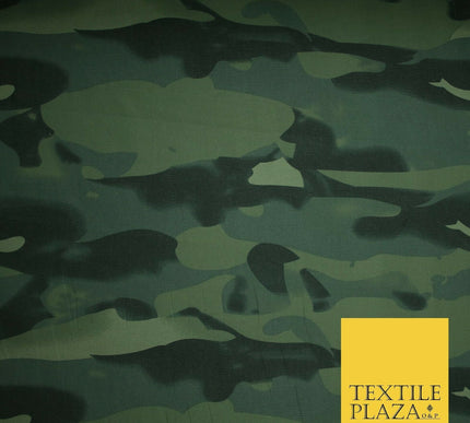 Green Abstract Camouflage Cotton Canvas Fabric Army Military Camo Material 4002