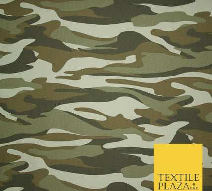Green Beige Fluid Camouflage Cotton Fabric Army Military Camo Material 59" 4000