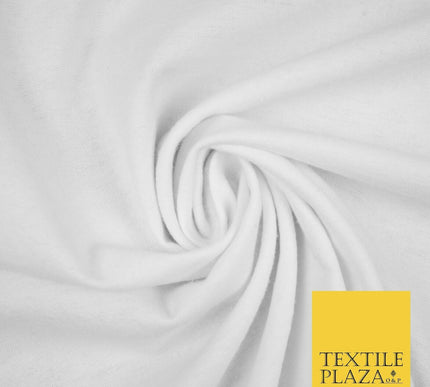 Plain White Cream Winceyette Soft 100% Brushed Cotton Fabric Flannel 59" Wide