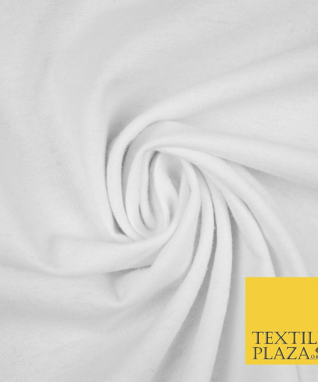 Plain White Cream Winceyette Soft 100% Brushed Cotton Fabric Flannel 59" Wide