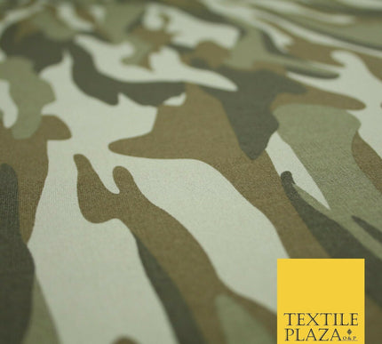 Green Beige Fluid Camouflage Cotton Fabric Army Military Camo Material 59" 4000