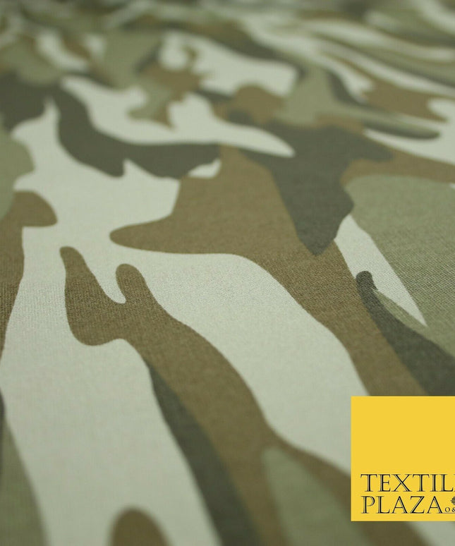 Green Beige Fluid Camouflage Cotton Fabric Army Military Camo Material 59" 4000