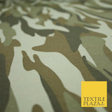 Green Beige Fluid Camouflage Cotton Fabric Army Military Camo Material 59" 4000