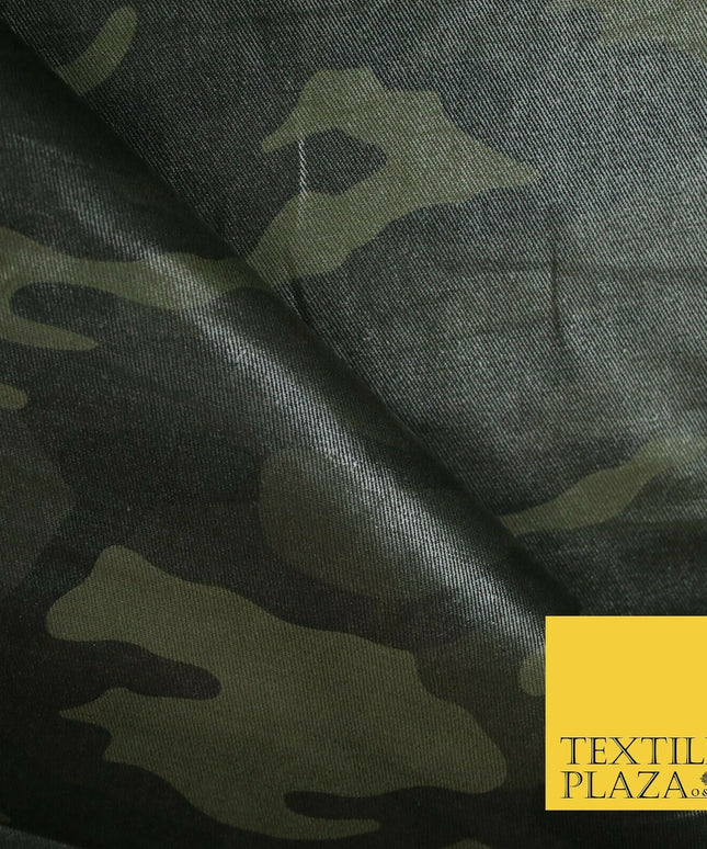 Green Woodland Camouflage Wax Coated Cotton Fabric Army Military Material 4003