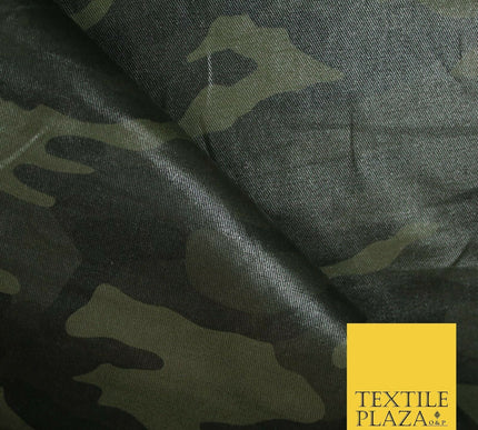 Green Woodland Camouflage Wax Coated Cotton Fabric Army Military Material 4003