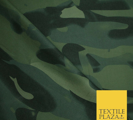 Green Abstract Camouflage Cotton Canvas Fabric Army Military Camo Material 4002