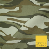 Green Beige Fluid Camouflage Cotton Fabric Army Military Camo Material 59" 4000