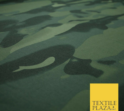 Green Abstract Camouflage Cotton Canvas Fabric Army Military Camo Material 4002