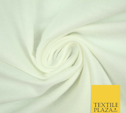 Plain White Cream Winceyette Soft 100% Brushed Cotton Fabric Flannel 59" Wide