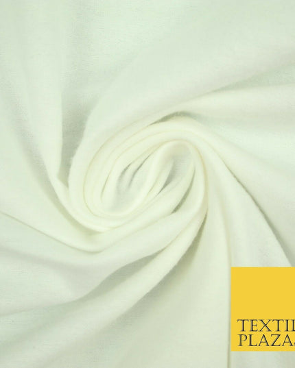 Plain White Cream Winceyette Soft 100% Brushed Cotton Fabric Flannel 59" Wide