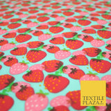 Strawberry Fruit Falling Strawberries Printed Poly Cotton Fabric Polycotton 44"