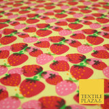 Strawberry Fruit Falling Strawberries Printed Poly Cotton Fabric Polycotton 44"
