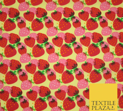 Strawberry Fruit Falling Strawberries Printed Poly Cotton Fabric Polycotton 44"
