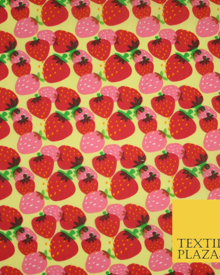 Strawberry Fruit Falling Strawberries Printed Poly Cotton Fabric Polycotton 44"