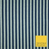 Navy Blue Red 5mm Bengal Candy Stripes Lines Printed 100% Cotton Linen Fabric60"