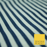 Navy Blue Red 5mm Bengal Candy Stripes Lines Printed 100% Cotton Linen Fabric60"
