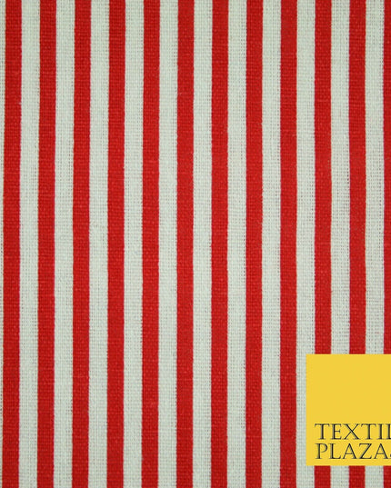Navy Blue Red 5mm Bengal Candy Stripes Lines Printed 100% Cotton Linen Fabric60"