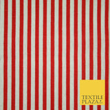 Navy Blue Red 5mm Bengal Candy Stripes Lines Printed 100% Cotton Linen Fabric60"