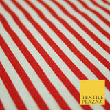 Navy Blue Red 5mm Bengal Candy Stripes Lines Printed 100% Cotton Linen Fabric60"