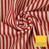 Navy Blue Red 5mm Bengal Candy Stripes Lines Printed 100% Cotton Linen Fabric60"