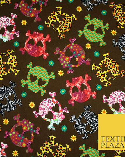 Patterned Animal Leopard Heart Eyed Skull Cross Bones Printed 100% Cotton Fabric