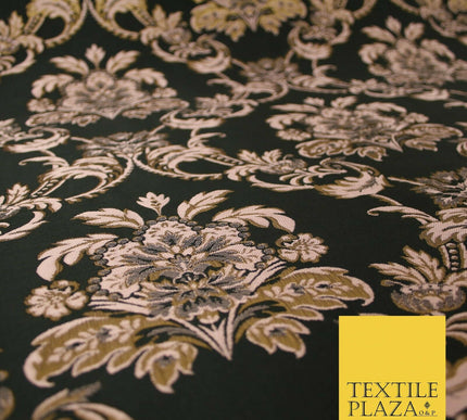 Black / Dusty Pink Ornamental Persian Feather Brocade Jacquard Dress Fabric 4144