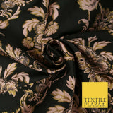 Black / Dusty Pink Ornamental Persian Feather Brocade Jacquard Dress Fabric 4144