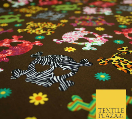 Patterned Animal Leopard Heart Eyed Skull Cross Bones Printed 100% Cotton Fabric