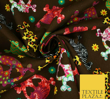 Patterned Animal Leopard Heart Eyed Skull Cross Bones Printed 100% Cotton Fabric