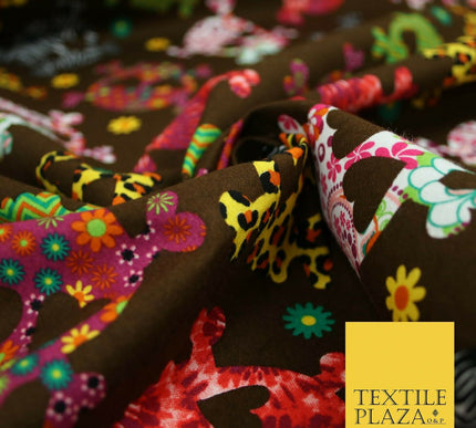 Patterned Animal Leopard Heart Eyed Skull Cross Bones Printed 100% Cotton Fabric