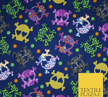 Patterned Animal Leopard Heart Eyed Skull Cross Bones Printed 100% Cotton Fabric